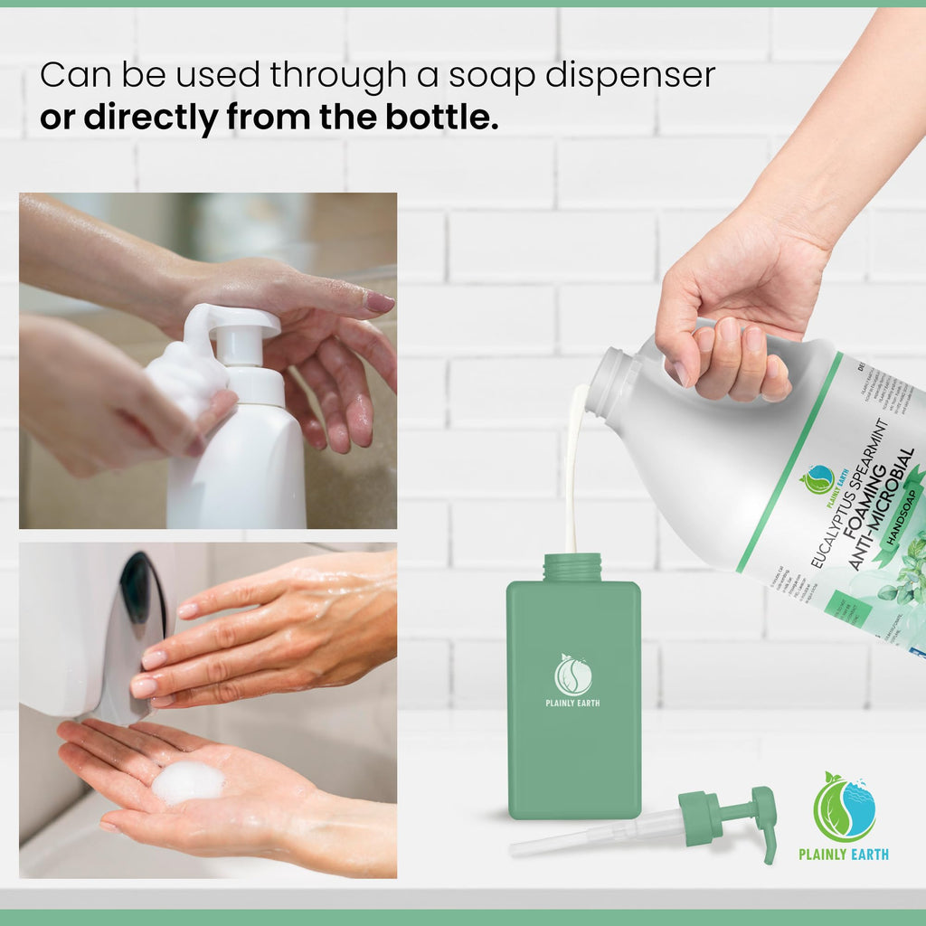 Plainly Earth Antimicrobial Hand Soap 64 oz Refill – Eucalyptus & Spearmint Foaming Liquid