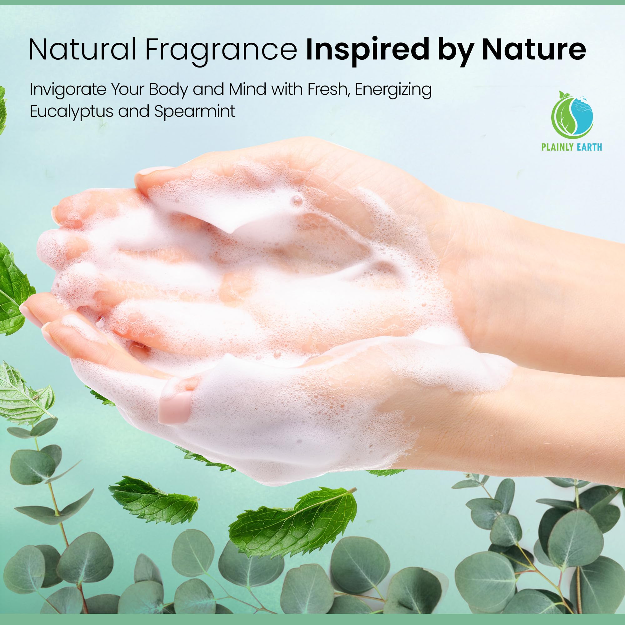Plainly Earth Antimicrobial Hand Soap 64 oz Refill – Eucalyptus & Spearmint Foaming Liquid