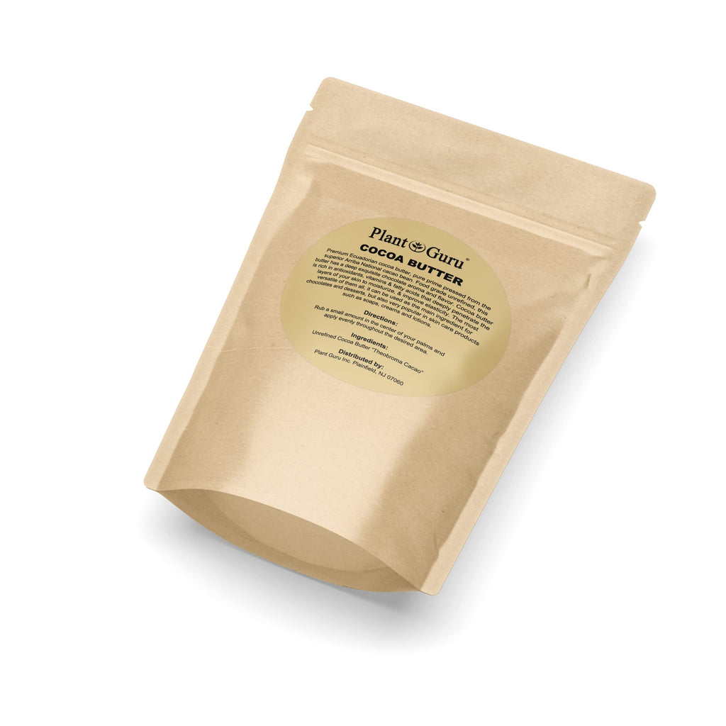 Plant Guru Raw Cocoa Butter 2-lb Bar – 100% Pure Arriba Nacional Cacao Bean