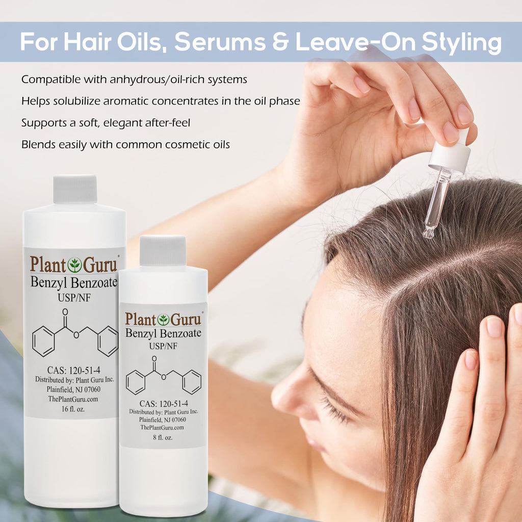 Plant Guru Benzyl Benzoate USP Grade Liquid 16 oz – Fragrance, Cosmetics & Hair Care