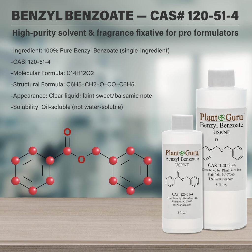 Plant Guru Benzyl Benzoate USP Grade Liquid 16 oz – Fragrance, Cosmetics & Hair Care