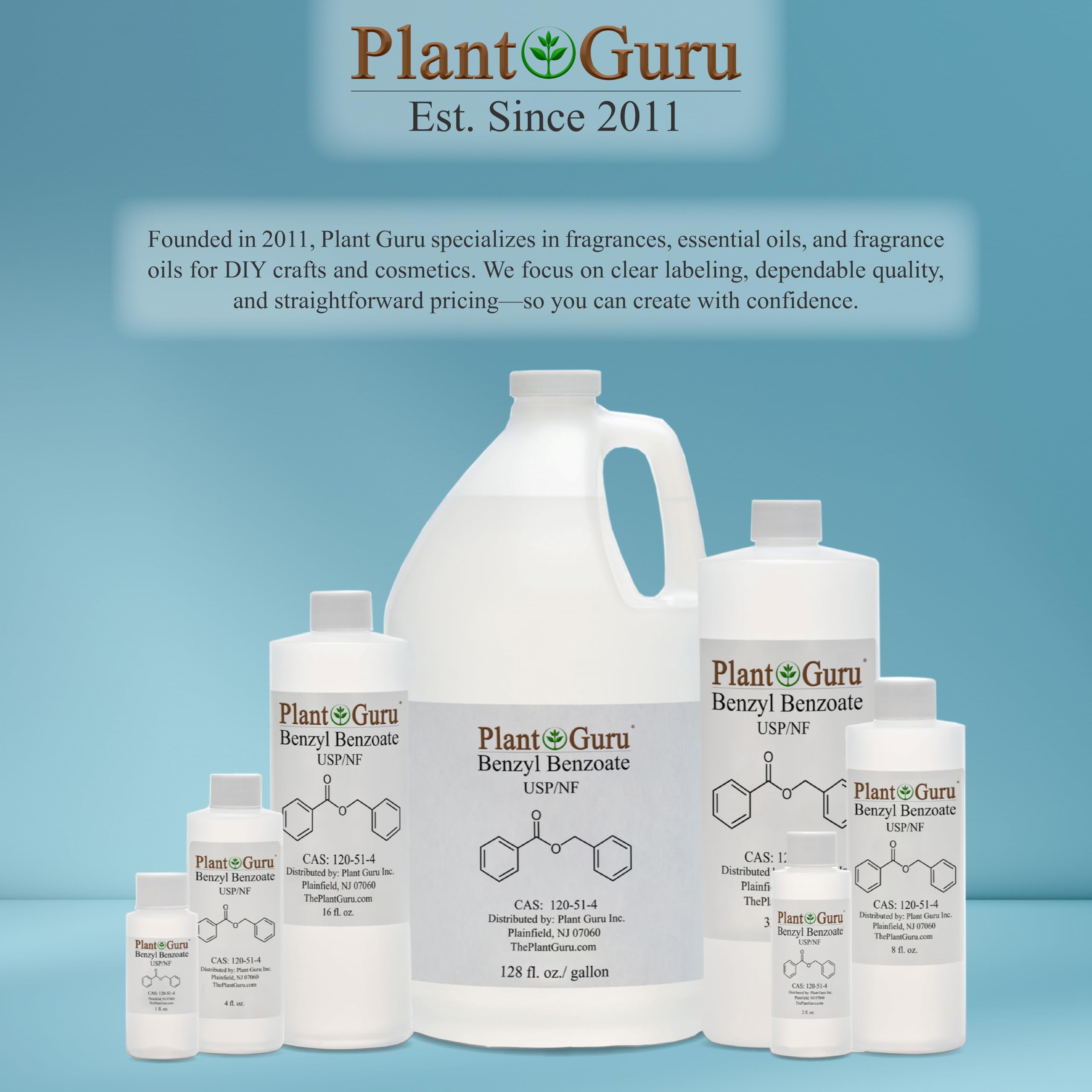 Plant Guru Benzyl Benzoate USP Grade Liquid 16 oz – Fragrance, Cosmetics & Hair Care