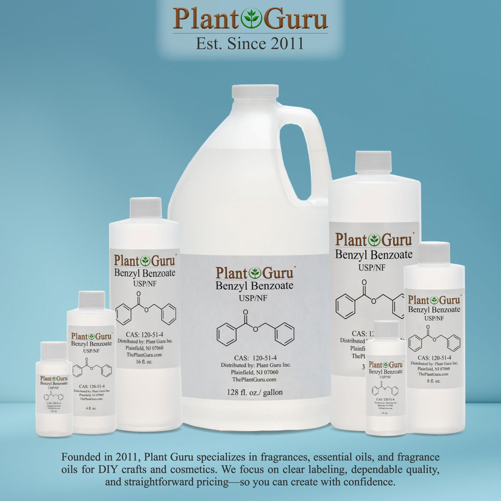 Plant Guru Benzyl Benzoate USP Grade Liquid 16 oz – Fragrance, Cosmetics & Hair Care