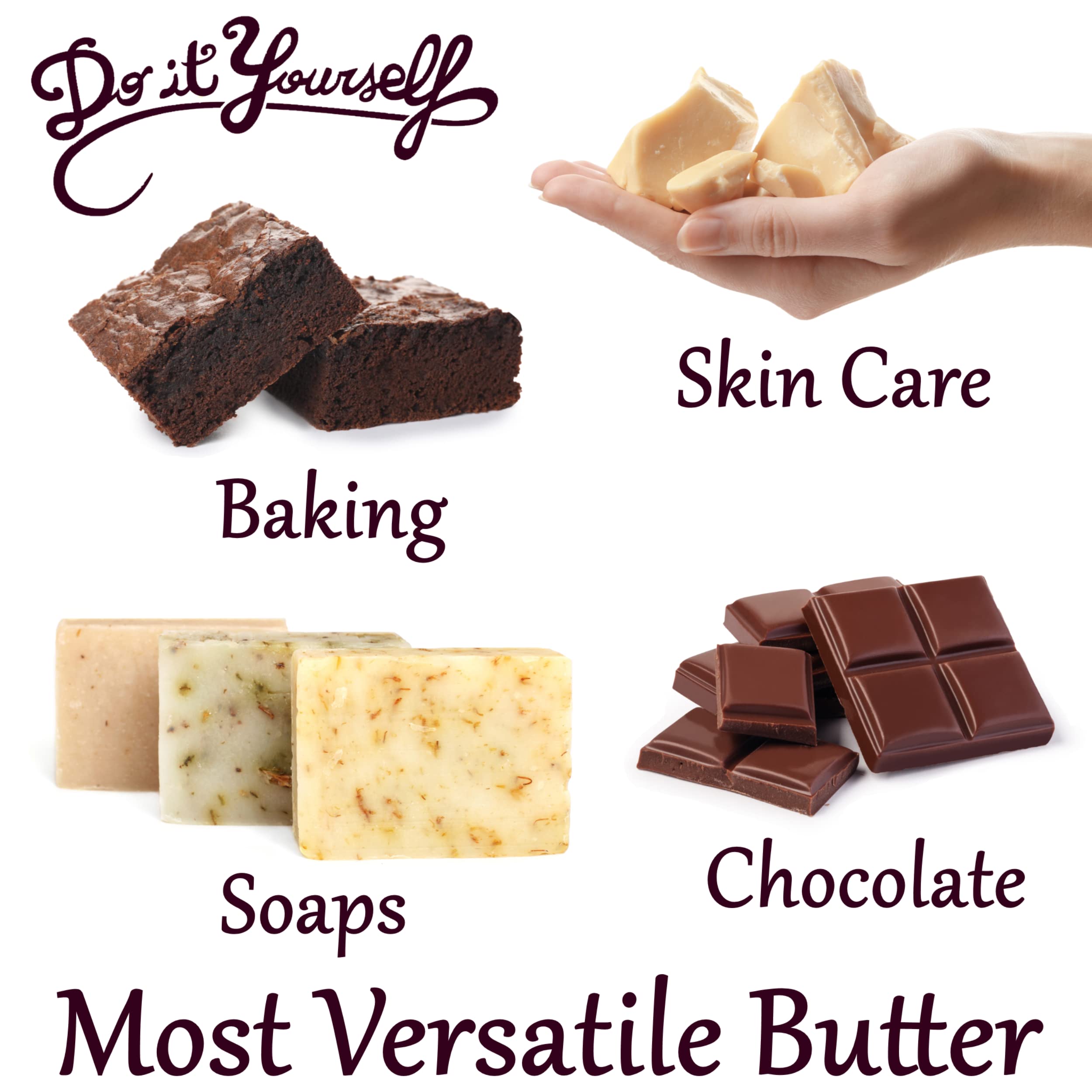 Plant Guru Raw Cocoa Butter 2-lb Bar – 100% Pure Arriba Nacional Cacao Bean