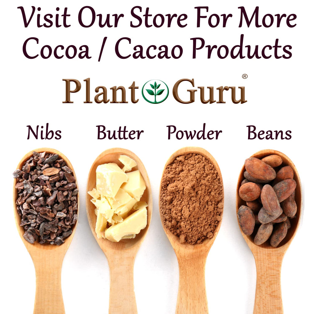 Plant Guru Raw Cocoa Butter 1 lb Bar – 100% Pure Unrefined Food-Grade Arriba Nacional Cocoa