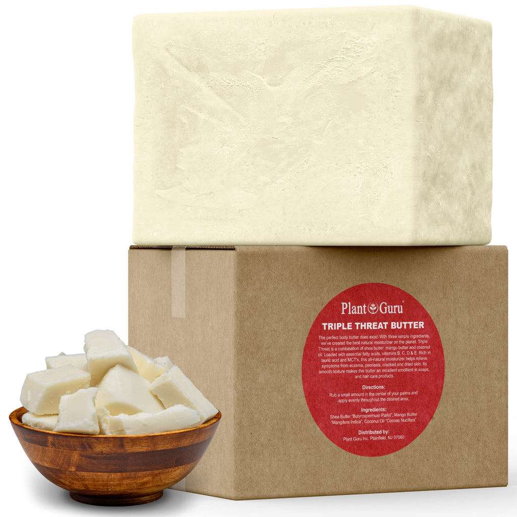 Plant Guru Triple Threat Body Butter 3 lb Bulk – Unrefined Shea, Mango & Coconut Oil