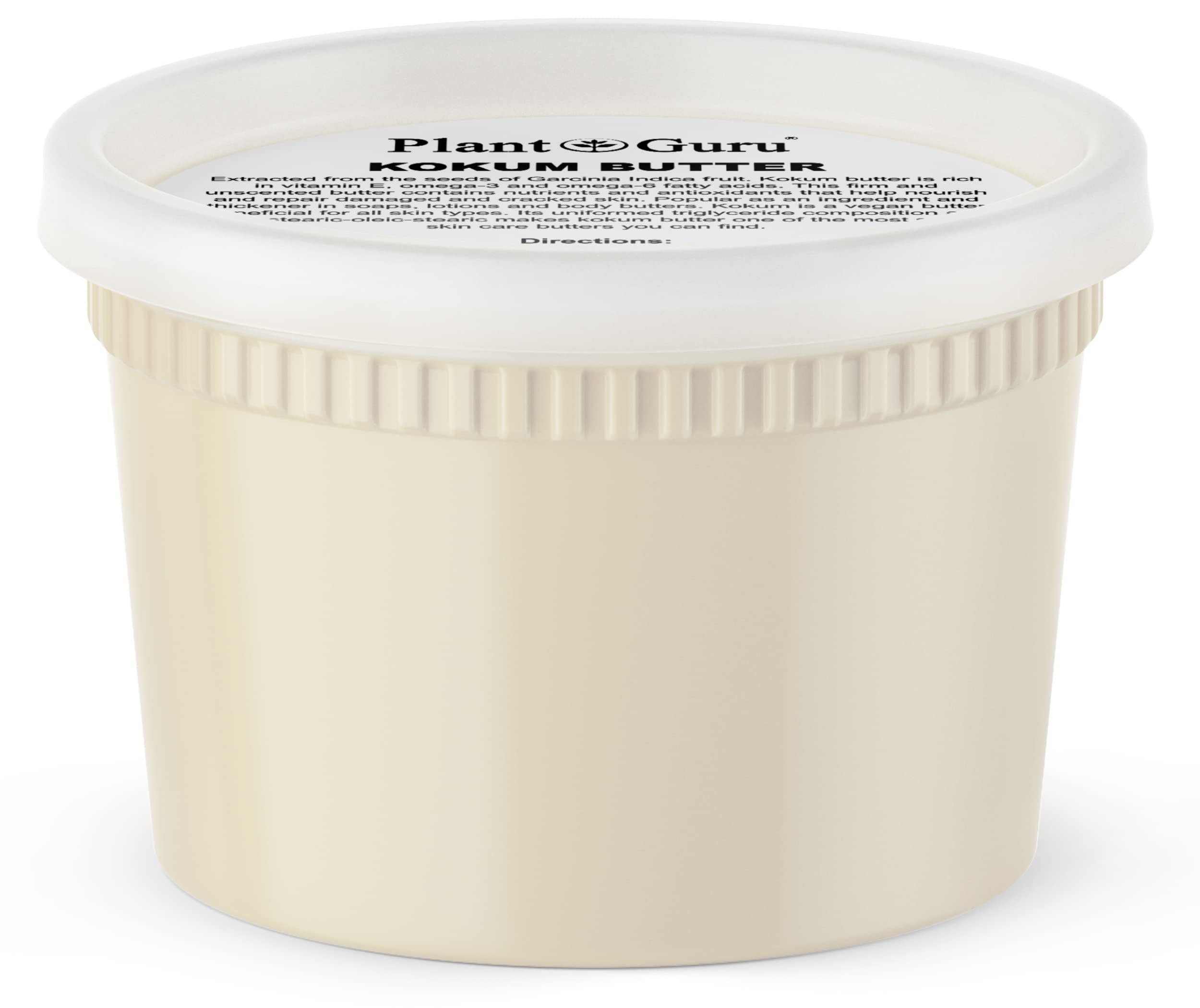 Plant Guru Raw Kokum Butter 16 oz – Pure Cold-Pressed Skin & Hair Moisturizer