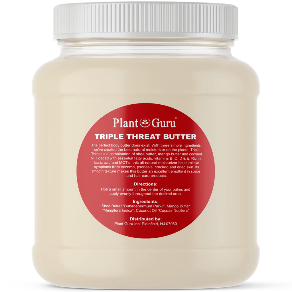 Plant Guru Triple Threat Body Butter 3 lb Bulk – Unrefined Shea, Mango & Coconut Oil