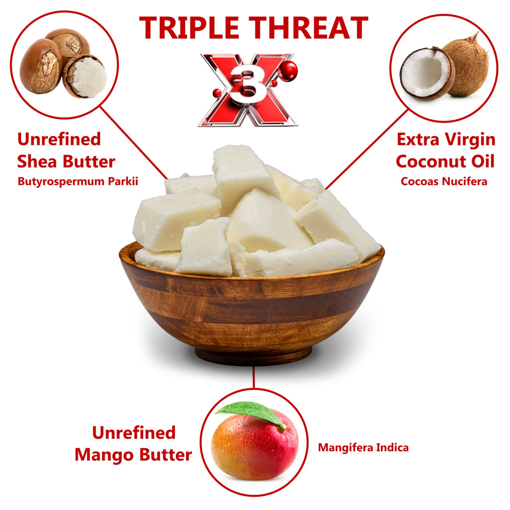 Plant Guru Triple Threat Body Butter 3 lb Bulk – Unrefined Shea, Mango & Coconut Oil