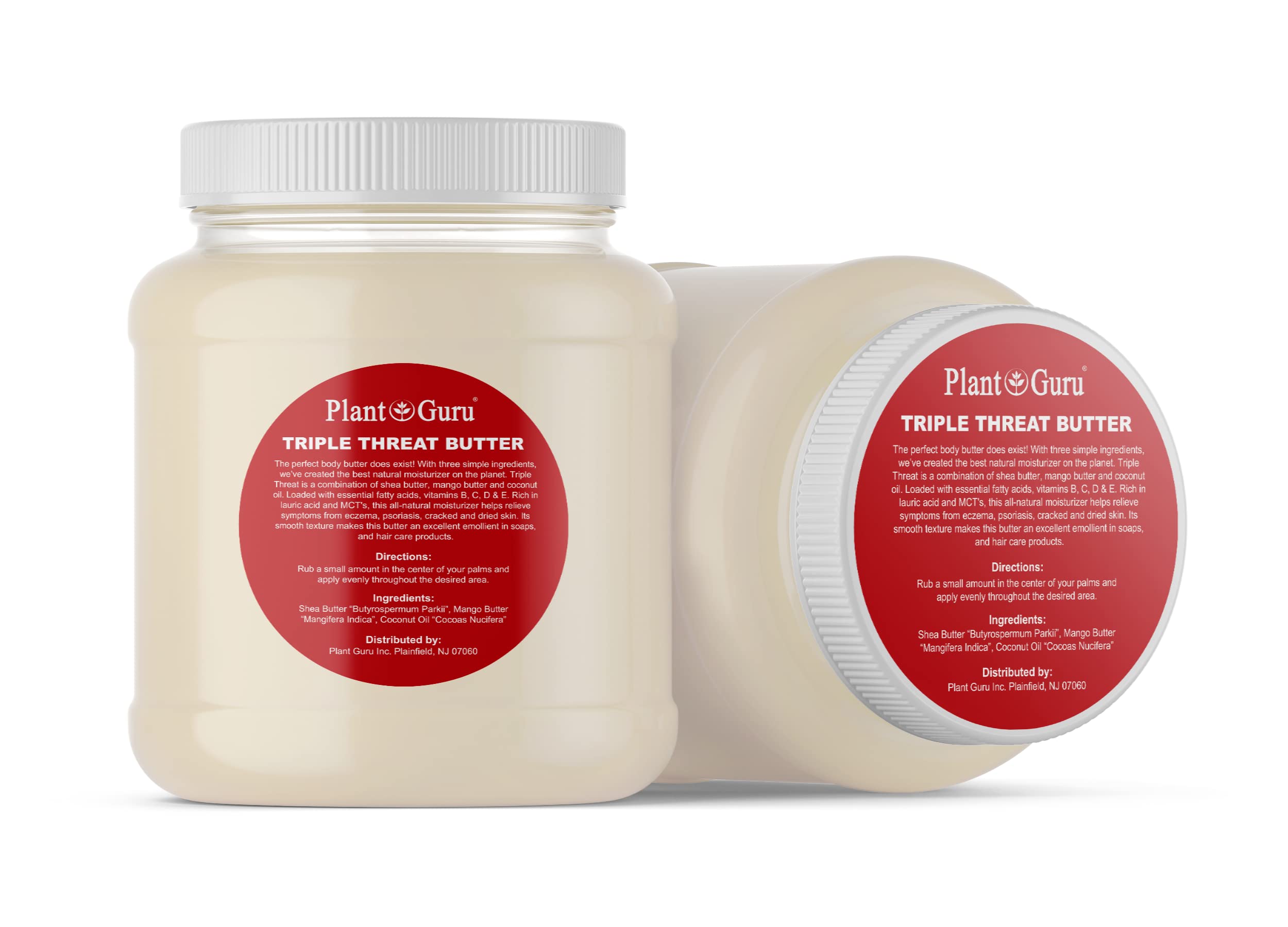 Plant Guru Triple Threat Body Butter 3 lb Bulk – Unrefined Shea, Mango & Coconut Oil