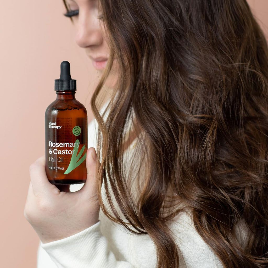 Plant Therapy Rosemary & Castor Oil — 4 oz Hair Growth, Shine & Healthy Scalp Treatment