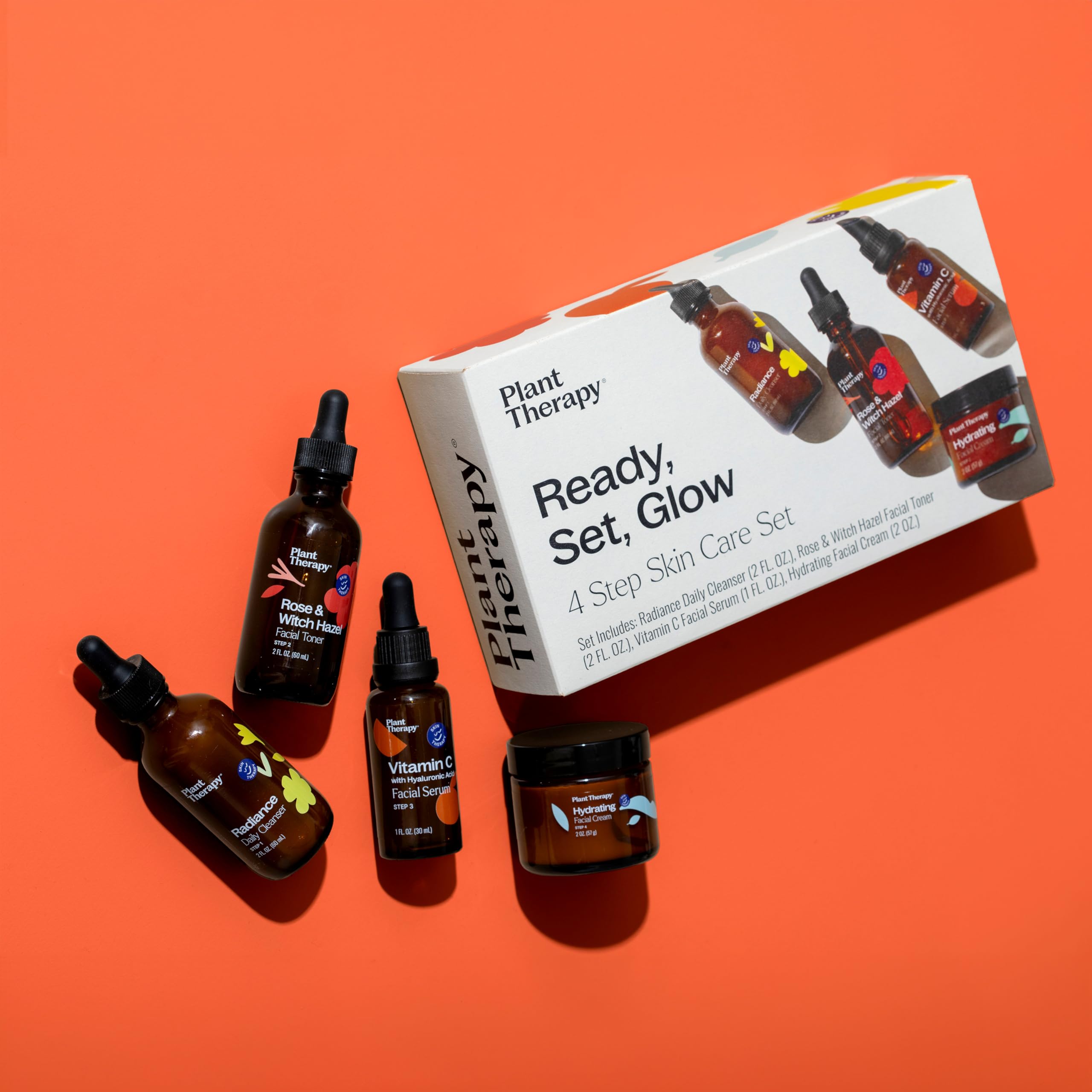Plant Therapy Ready, Set, Glow: 4-Step Skin Care Set — Cleanser, Toner, Vitamin C Serum & Hydrating Cream