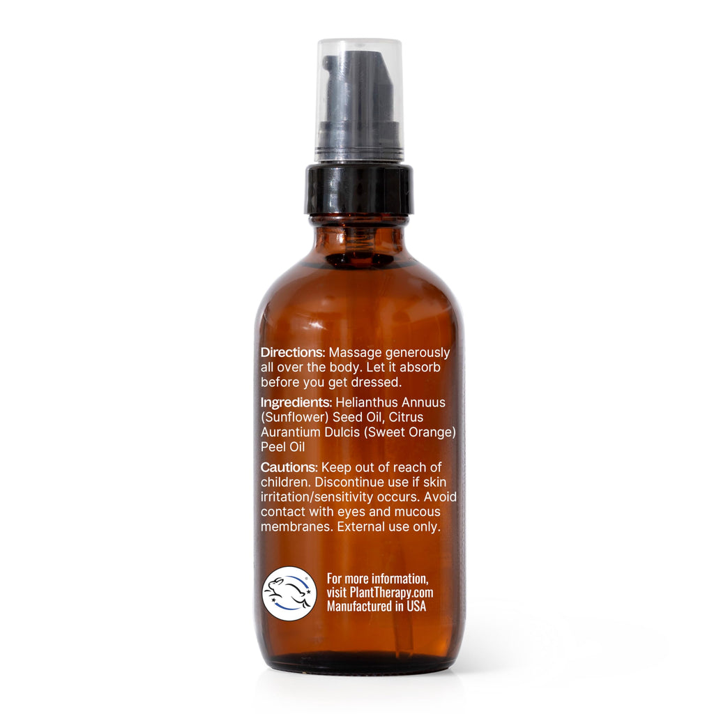 Plant Therapy Sweet Orange Body Oil 4 oz — Uplifting Scent, All-Natural Hydration