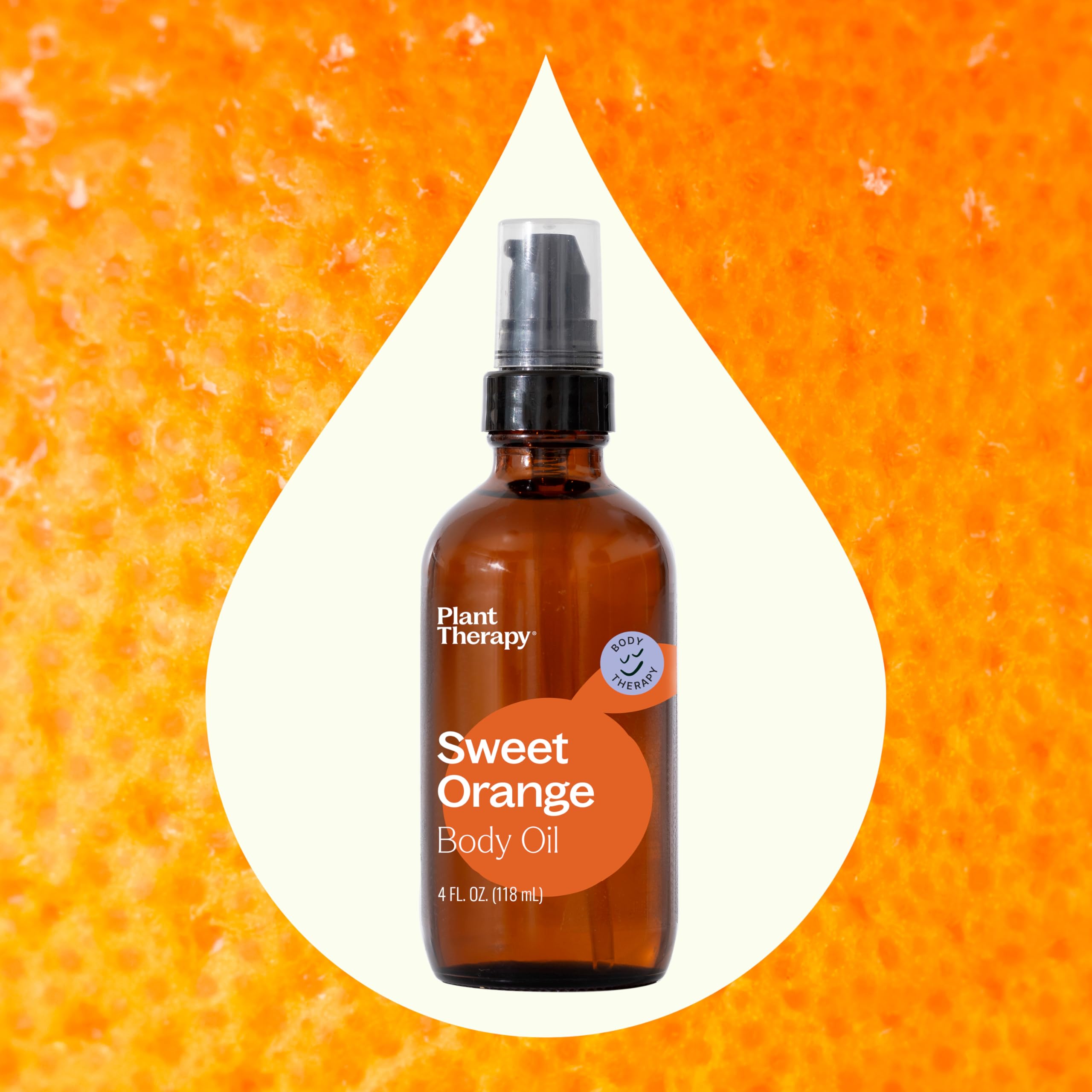 Plant Therapy Sweet Orange Body Oil 4 oz — Uplifting Scent, All-Natural Hydration