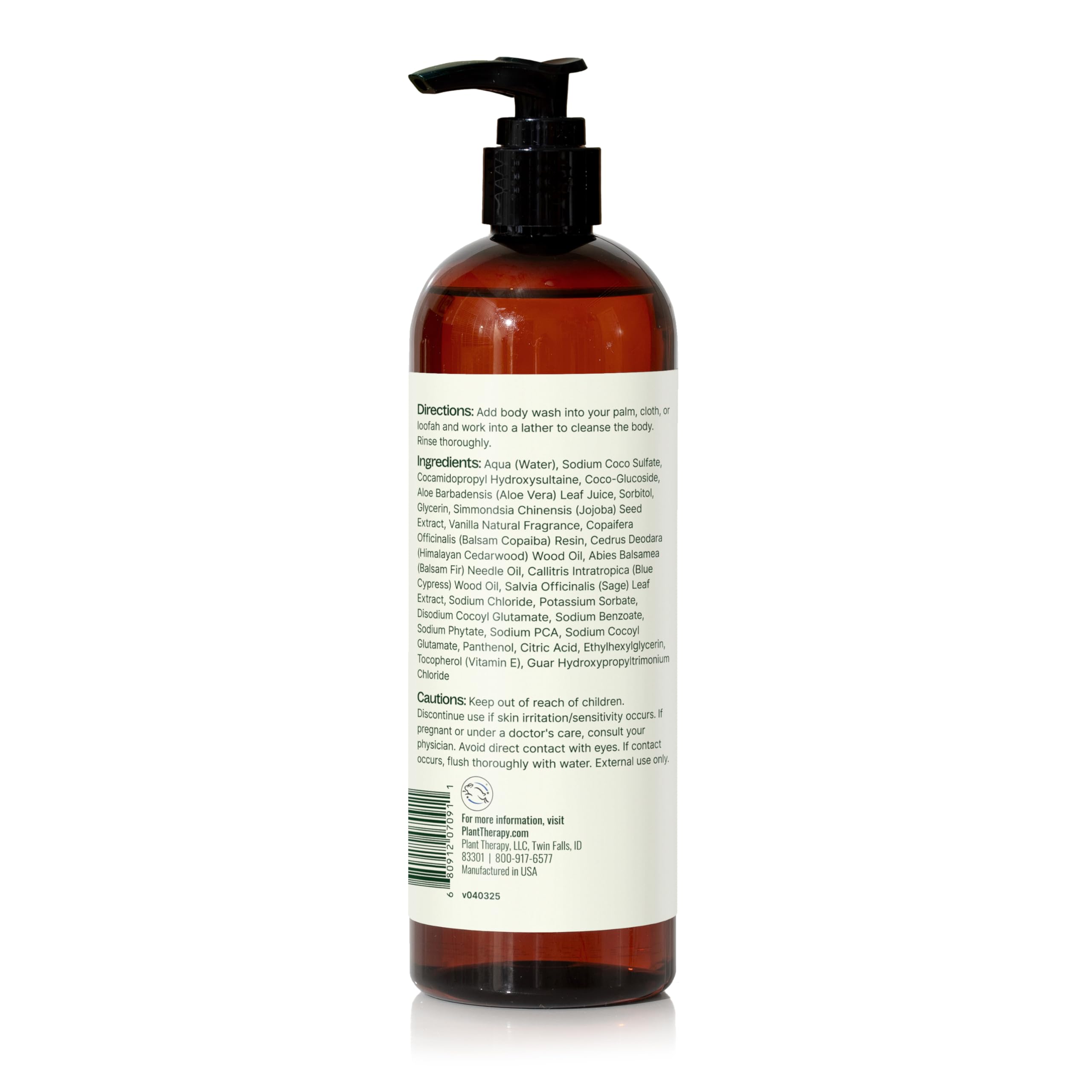 Plant Therapy Vanilla Woods Natural Body Wash 16 oz – Sulfate-Free Hydrating Cleanser for All Skin Types