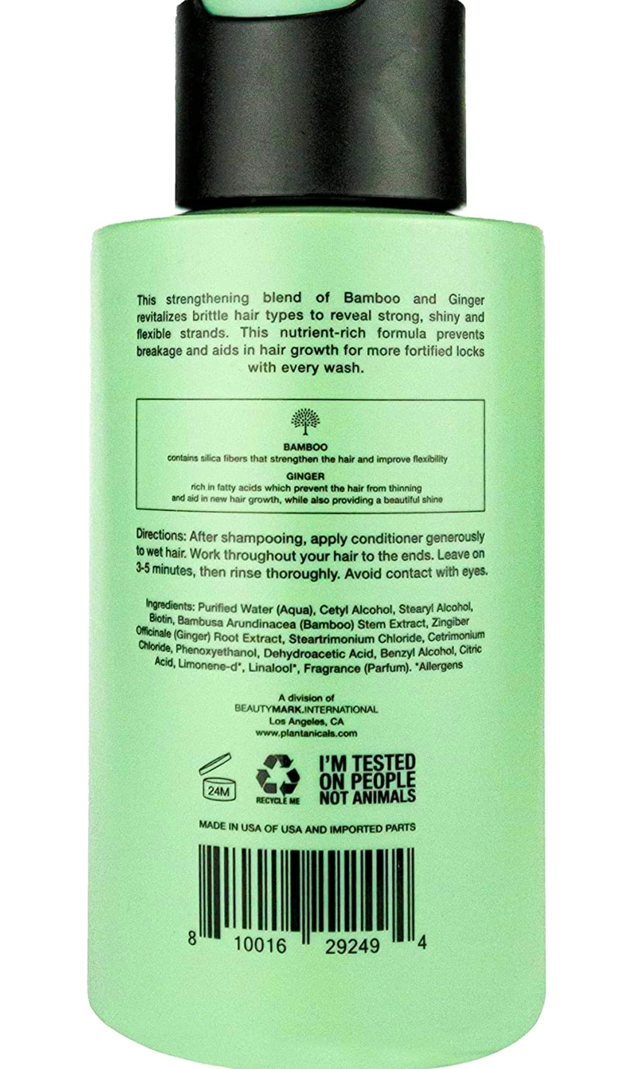 Plantanicals Hair Strengthening Conditioner with Bamboo & Ginger | Revitalizing 15.2 fl oz