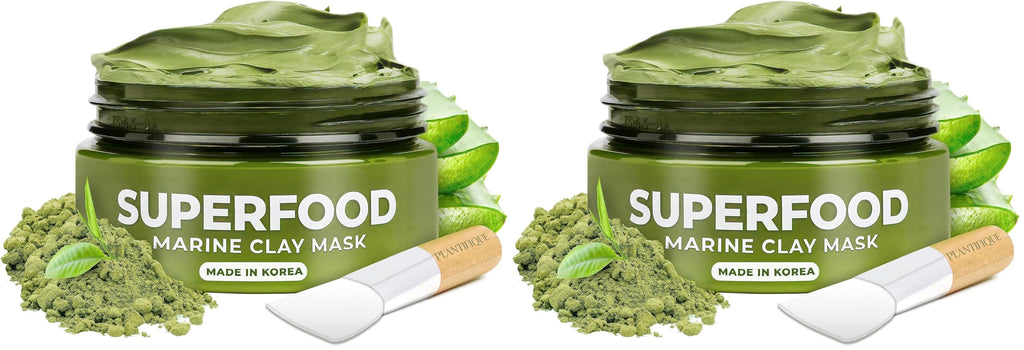 PLANTIFIQUE Korean Skincare Clay Mask – Hydrating Avocado & Superfoods, Vegan (Pack of 2)