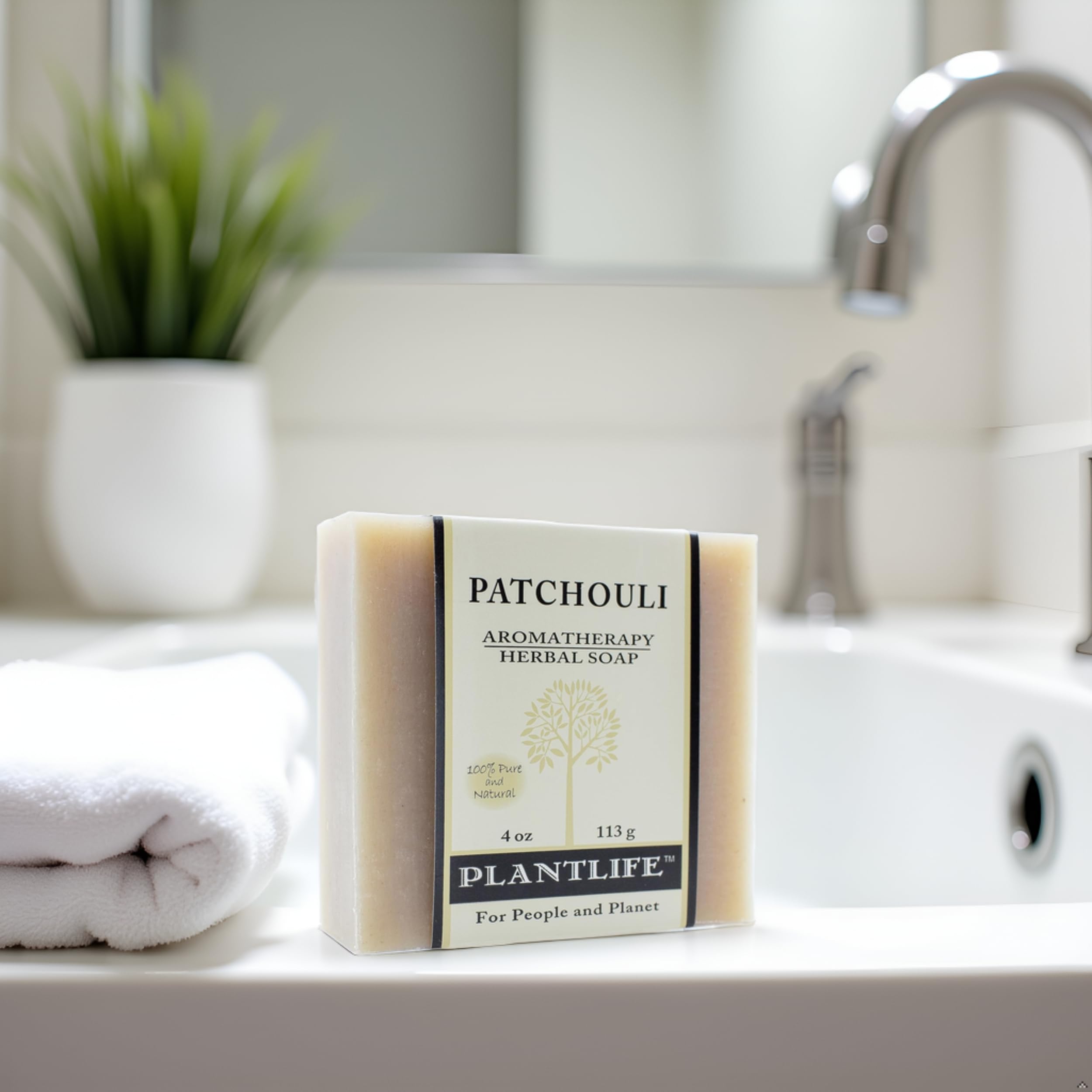 Plantlife Patchouli 3-Pack Bar Soap | Moisturizing, Hand-Crafted, Plant-Based | Made in California