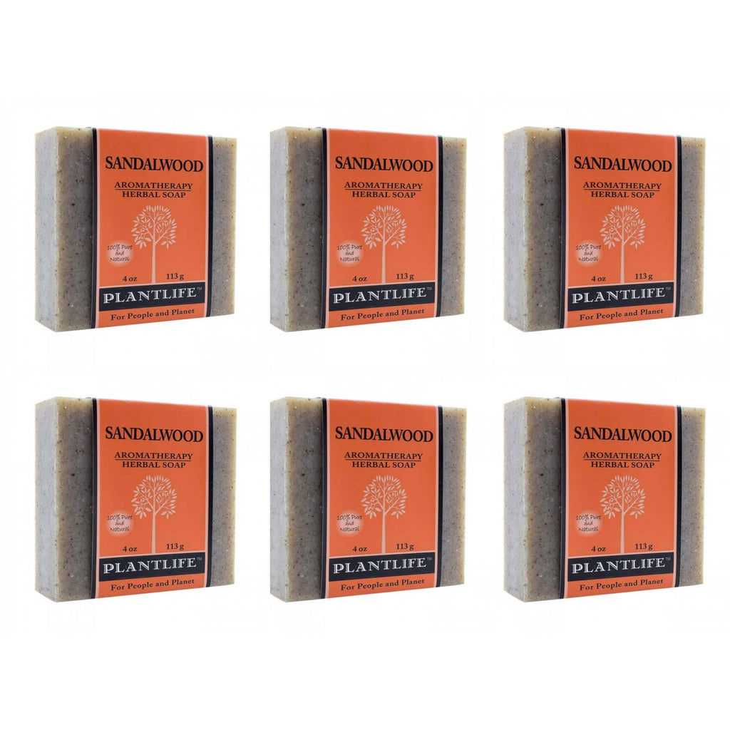 Plantlife Sandalwood 6-Pack Bar Soap – Moisturizing, Hand-Crafted, California-Made
