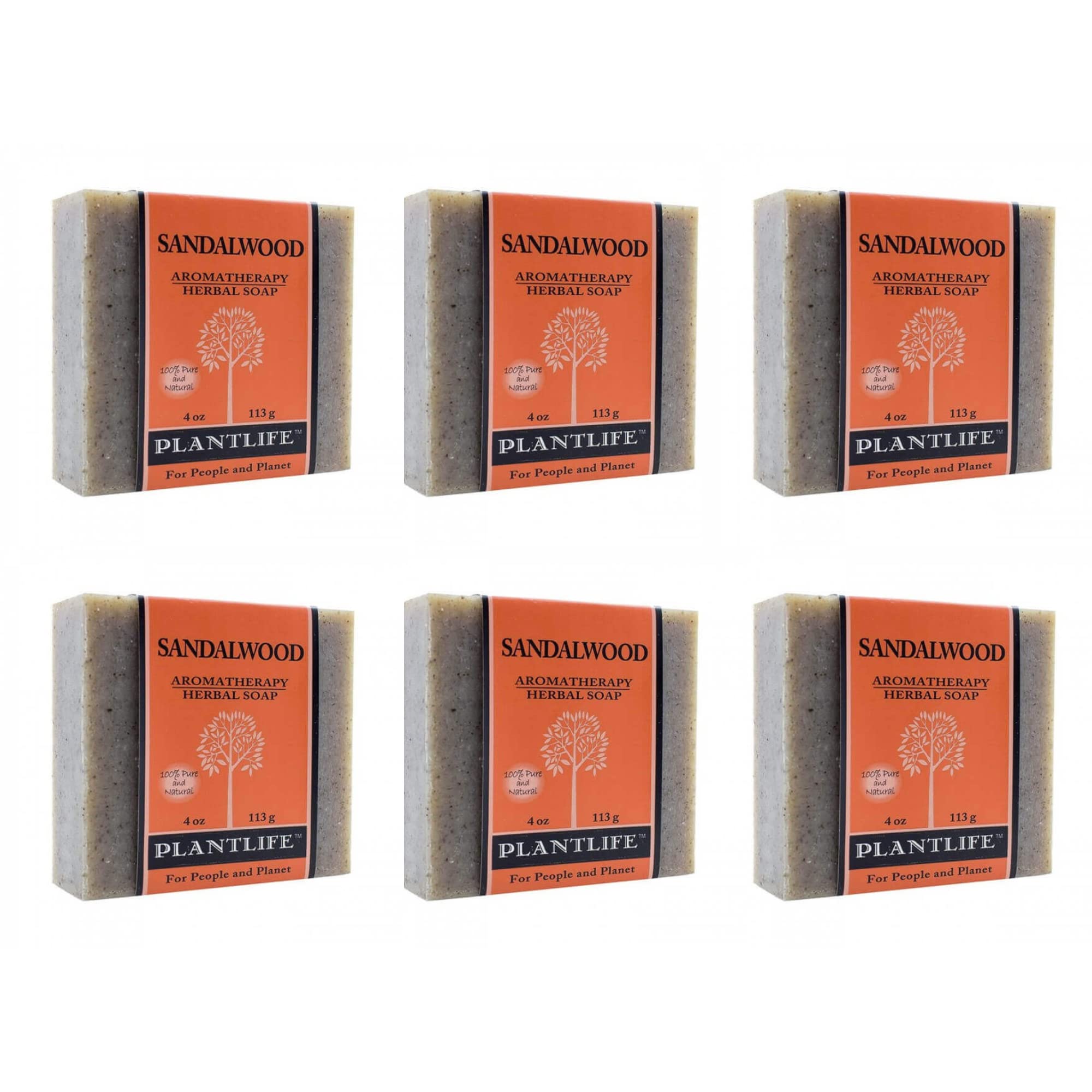 Plantlife Sandalwood 6-Pack Bar Soap – Moisturizing, Hand-Crafted, California-Made