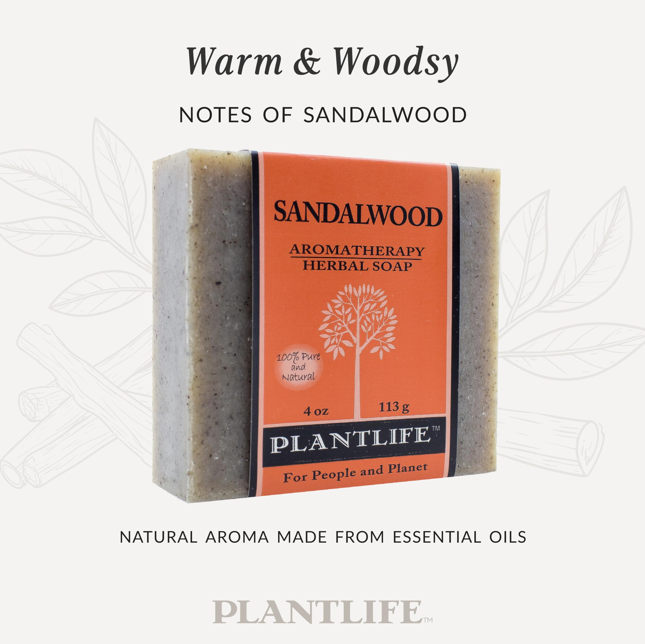 Plantlife Sandalwood 6-Pack Bar Soap – Moisturizing, Hand-Crafted, California-Made