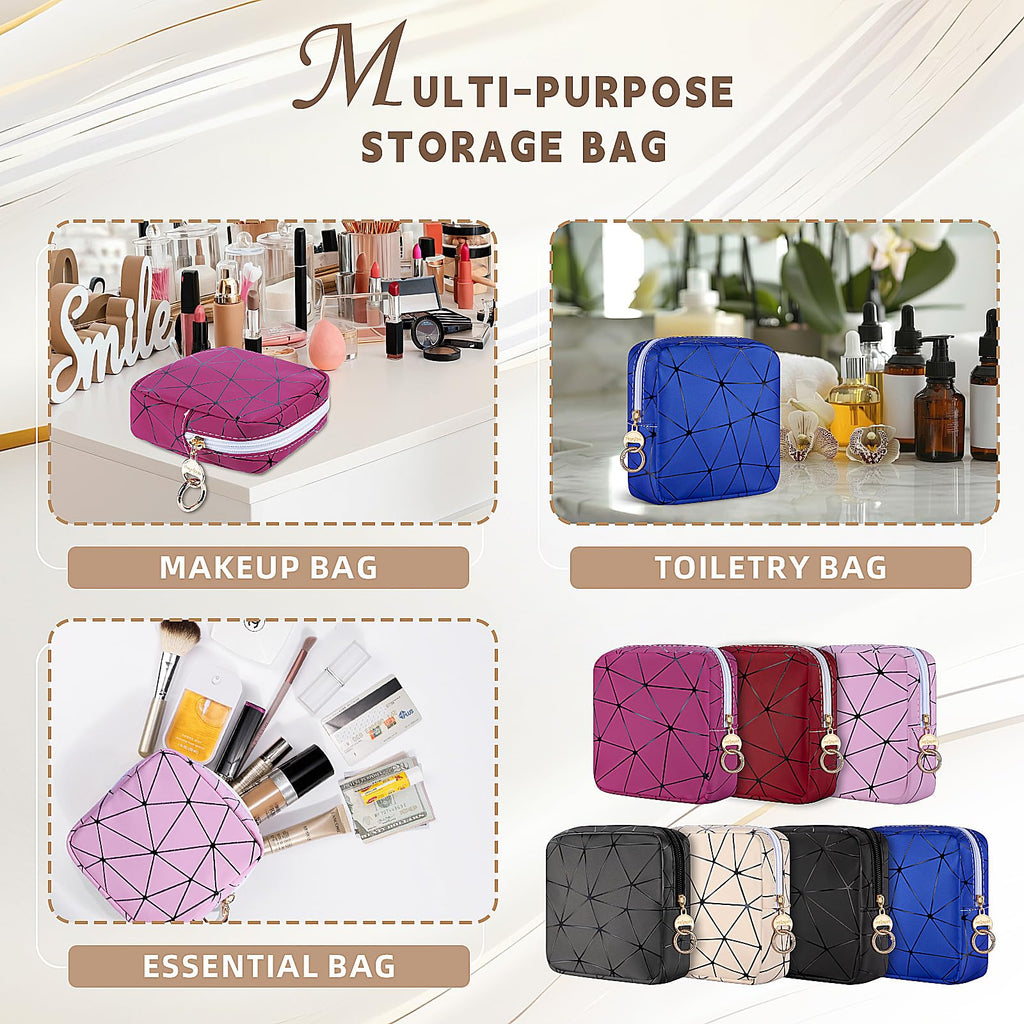 Playexen 2 PCS Mini Makeup Bag Set – Small Travel Cosmetic Bags (Black & Beige)