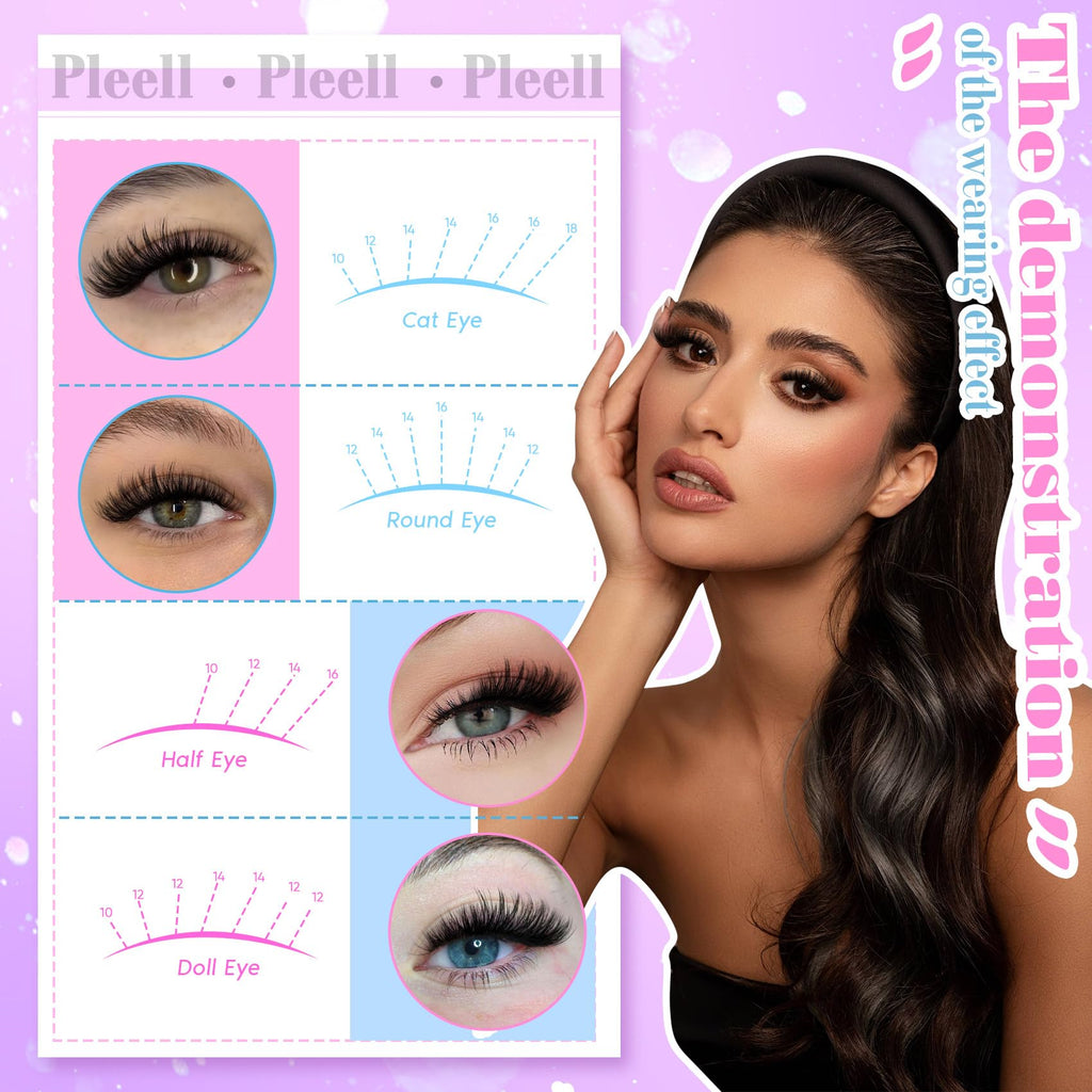 Pleell Wispy Lash Clusters 30D+40D+50D Natural Eyelash Clusters 12-16MM Fluff Eyelashes Cluster Eyelash Extensions 264 Pcs Individual Lashes Clusters D Curly Soft Reusable Diy Lash Extension by Pleell