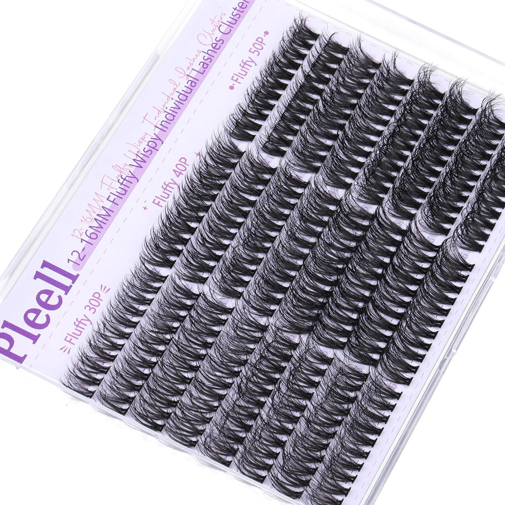 Pleell Wispy Lash Clusters 30D+40D+50D Natural Eyelash Clusters 12-16MM Fluff Eyelashes Cluster Eyelash Extensions 264 Pcs Individual Lashes Clusters D Curly Soft Reusable Diy Lash Extension by Pleell