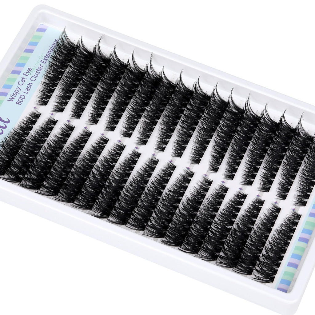 Pleell Lash Clusters 320 Pcs – Cat Eye 7-16mm 80D DIY Lashes