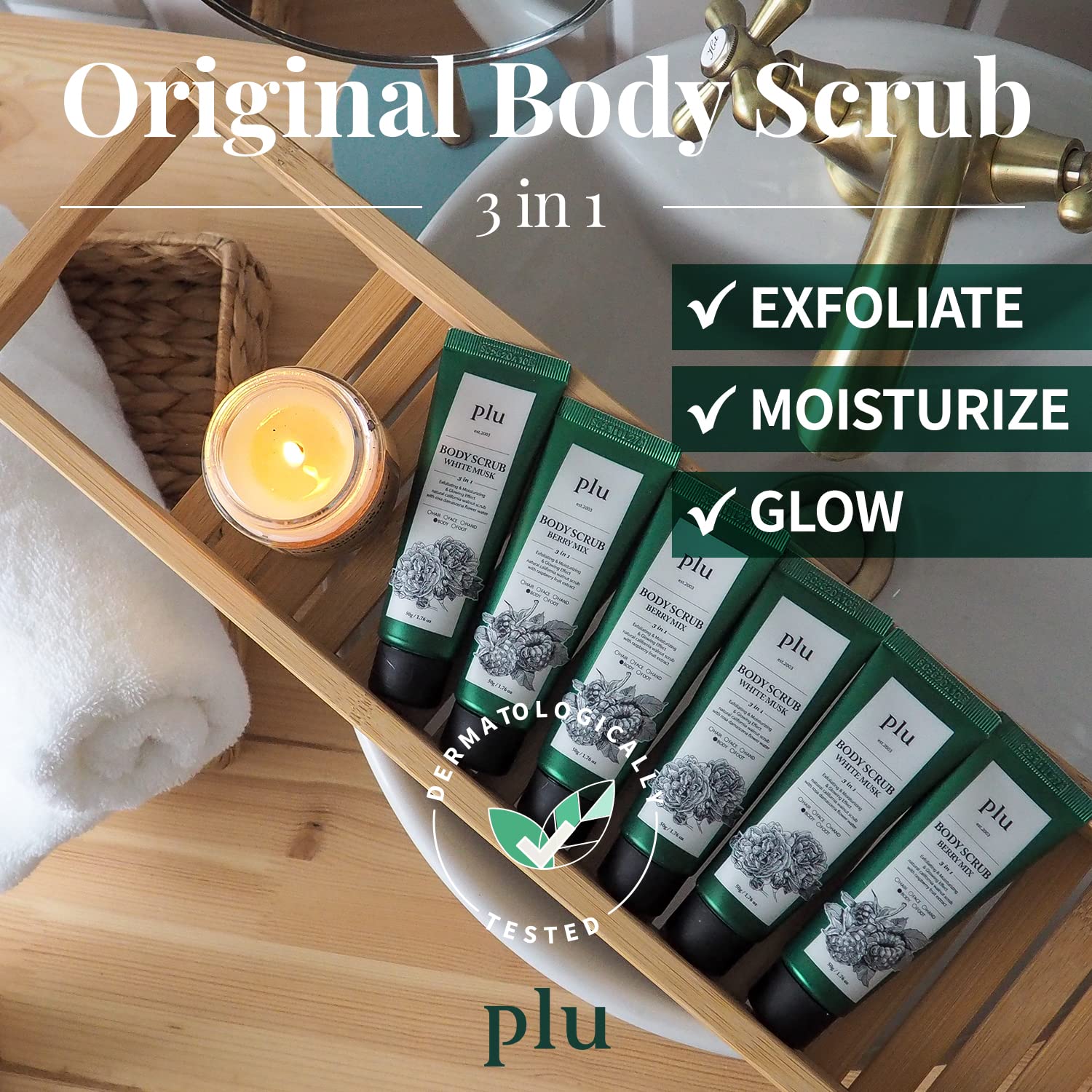 PLU Original Walnut Body Scrub Polish - White Musk, Exfoliating & Hydrating Glow (6.76 oz)
