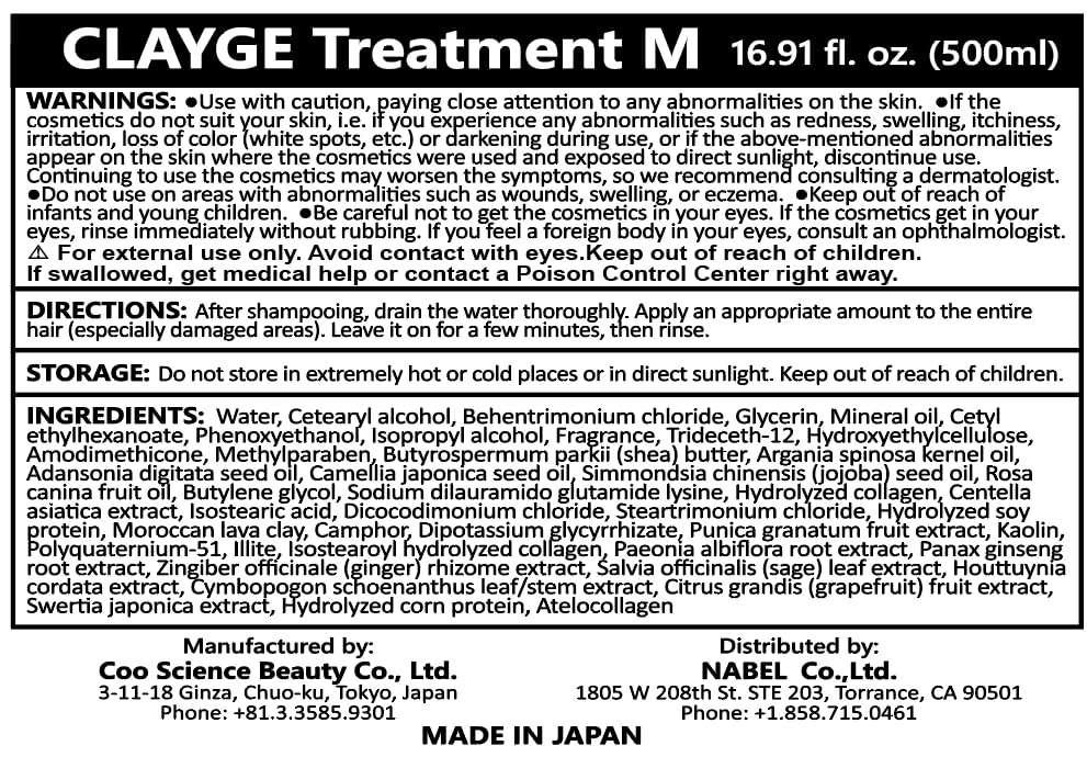 Plus eau Clayge Treatment M – Deep Moisturizing Hair Conditioner with White Jasmine & Musk | 16.9 oz