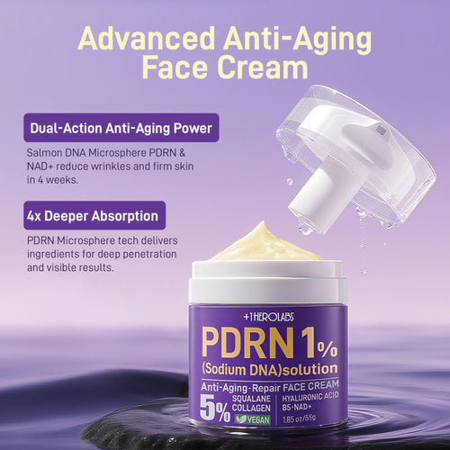 +1HEROLABS PDRN Anti-Aging Face Moisturizer Cream – 5% Squalane, 100% Pure Salmon PDRN, Hyaluronic Acid & B5