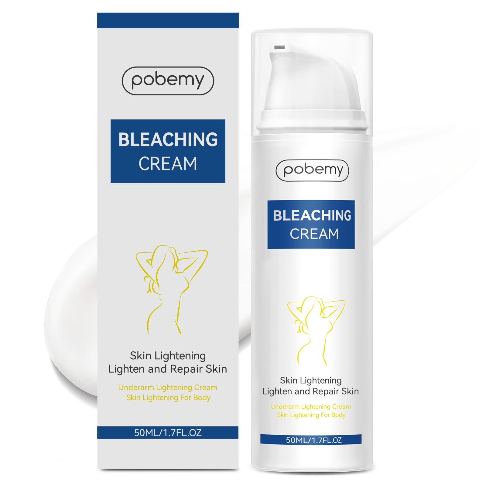 POBEMY Skin Lightening Cream with Vitamin C – Dark Spot Corrector for Body & Intimate Areas (1.7 fl oz)