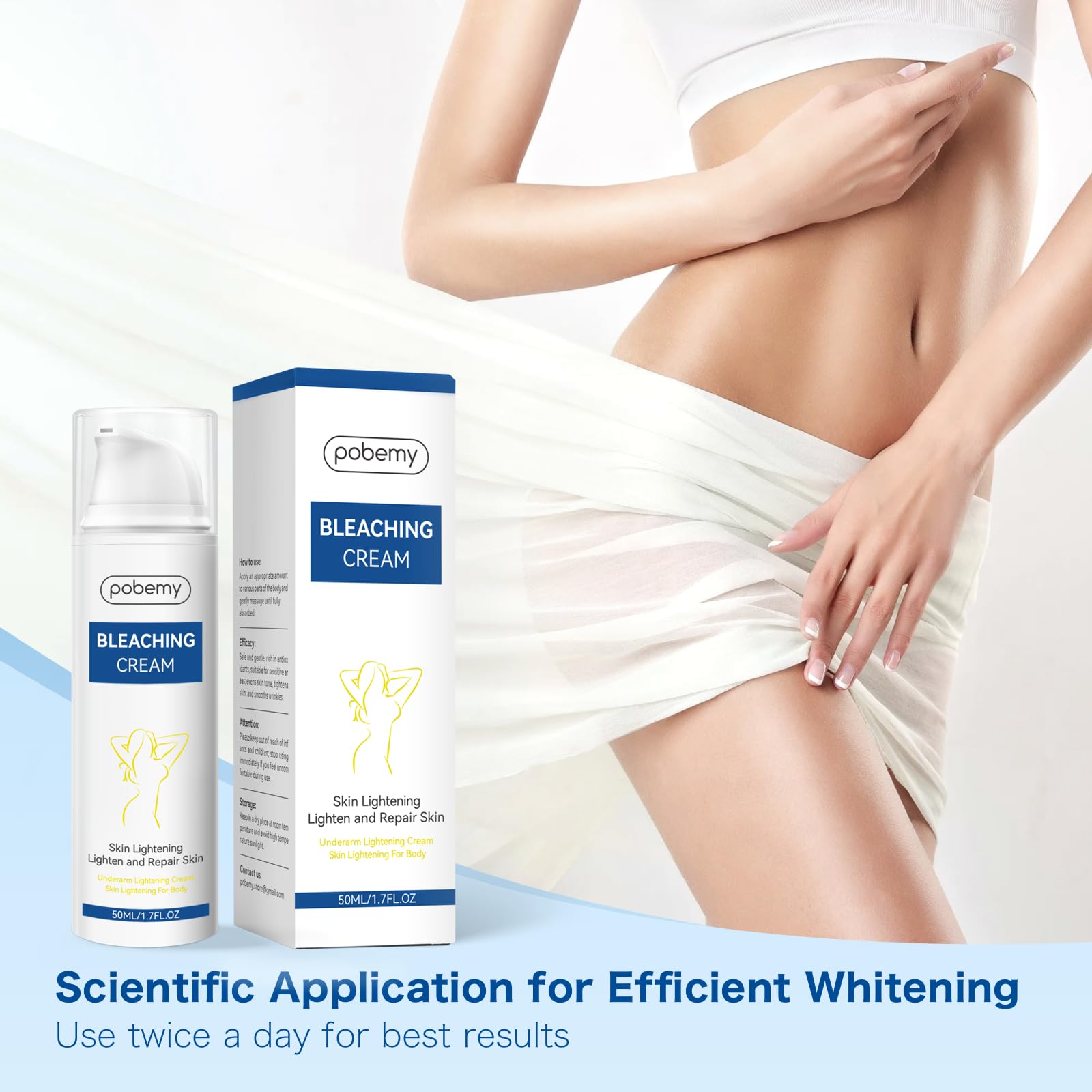 POBEMY Skin Lightening Cream with Vitamin C – Dark Spot Corrector for Body & Intimate Areas (1.7 fl oz)