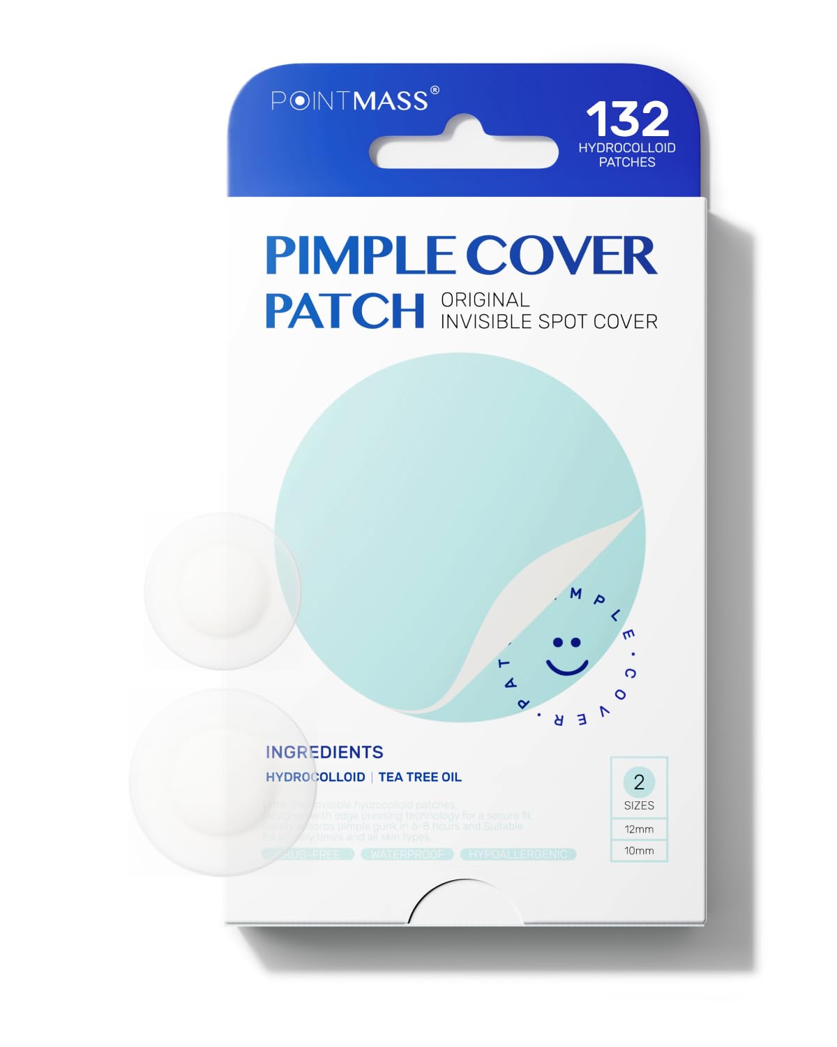 POINTMASS Pimple Patches – Invisible 0.1mm Hydrocolloid with Tea Tree Oil | 132 Dots, 2 Sizes