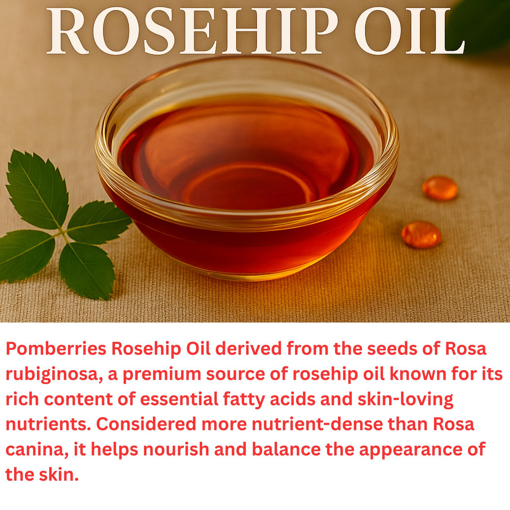 Pomberries Rosehip Seed Oil | Cold-Pressed & Unrefined, 16 oz Bottle for Face, Skin & Hair