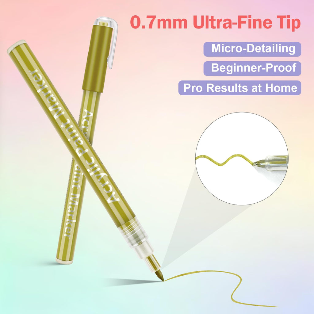 Ponhey 24 Colors Nail Art Pens Set – 0.7mm Quick-Dry Nail Markers for DIY Manicure