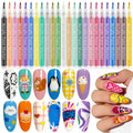 Ponhey 24 Colors Nail Art Pens Set – 0.7mm Quick-Dry Nail Markers for DIY Manicure