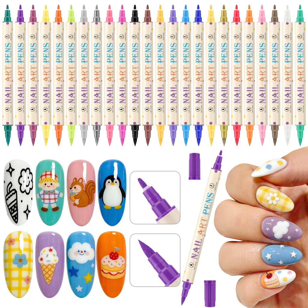 Ponhey 24 Colors Nail Art Pens Set - Quick-Drying Acrylic Markers for Nail Art & DIY Manicure