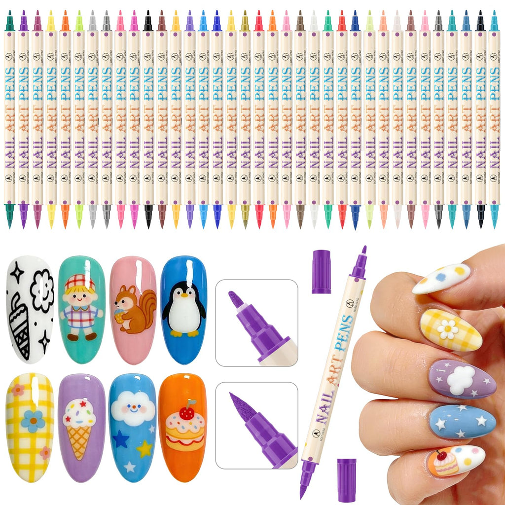 Ponhey 36 Colors Nail Art Pens Set – 0.7mm Quick-Drying Acrylic Markers for Nail Design, Dots & Lines, Home & Salon DIY