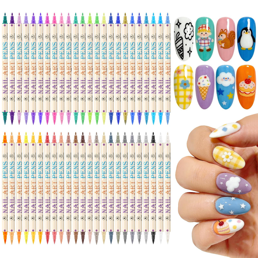 Ponhey 48 Colors Nail Art Pens Set – Quick-Drying Acrylic Markers for Nail Design