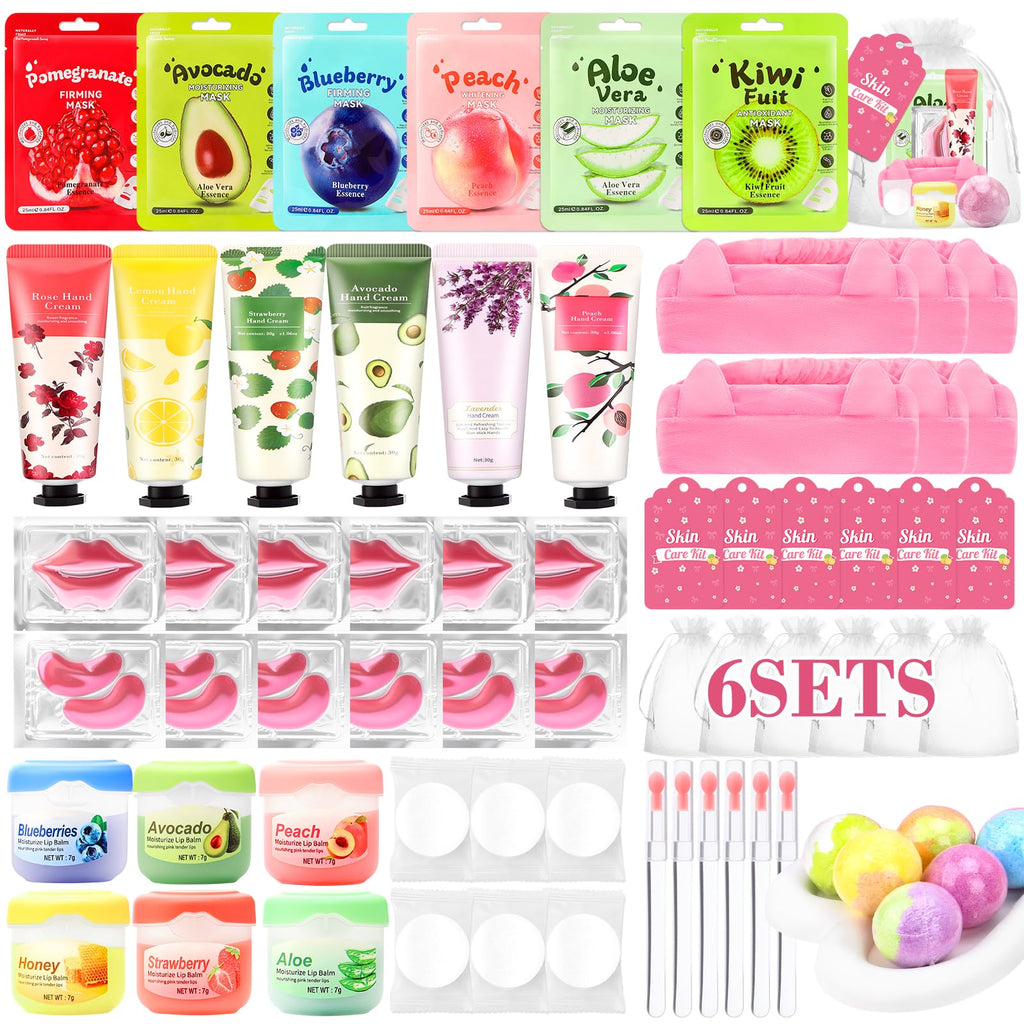 Ponhey 66 PCS Spa Party Supplies – Facial Masks, Skin Care, Foot Bath Bombs for Spa Sleepovers