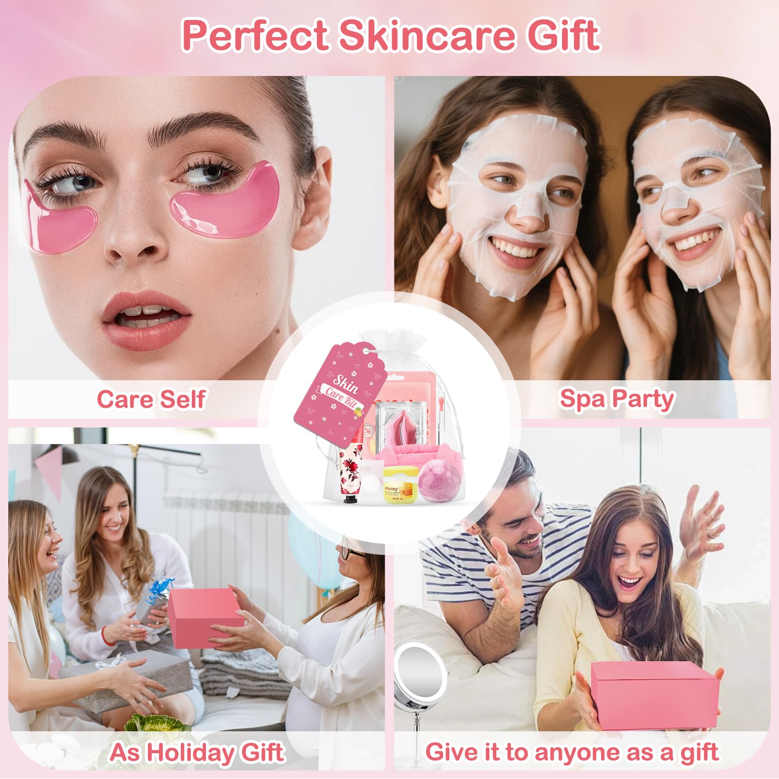 Ponhey 66 PCS Spa Party Supplies – Facial Masks, Skin Care, Foot Bath Bombs for Spa Sleepovers