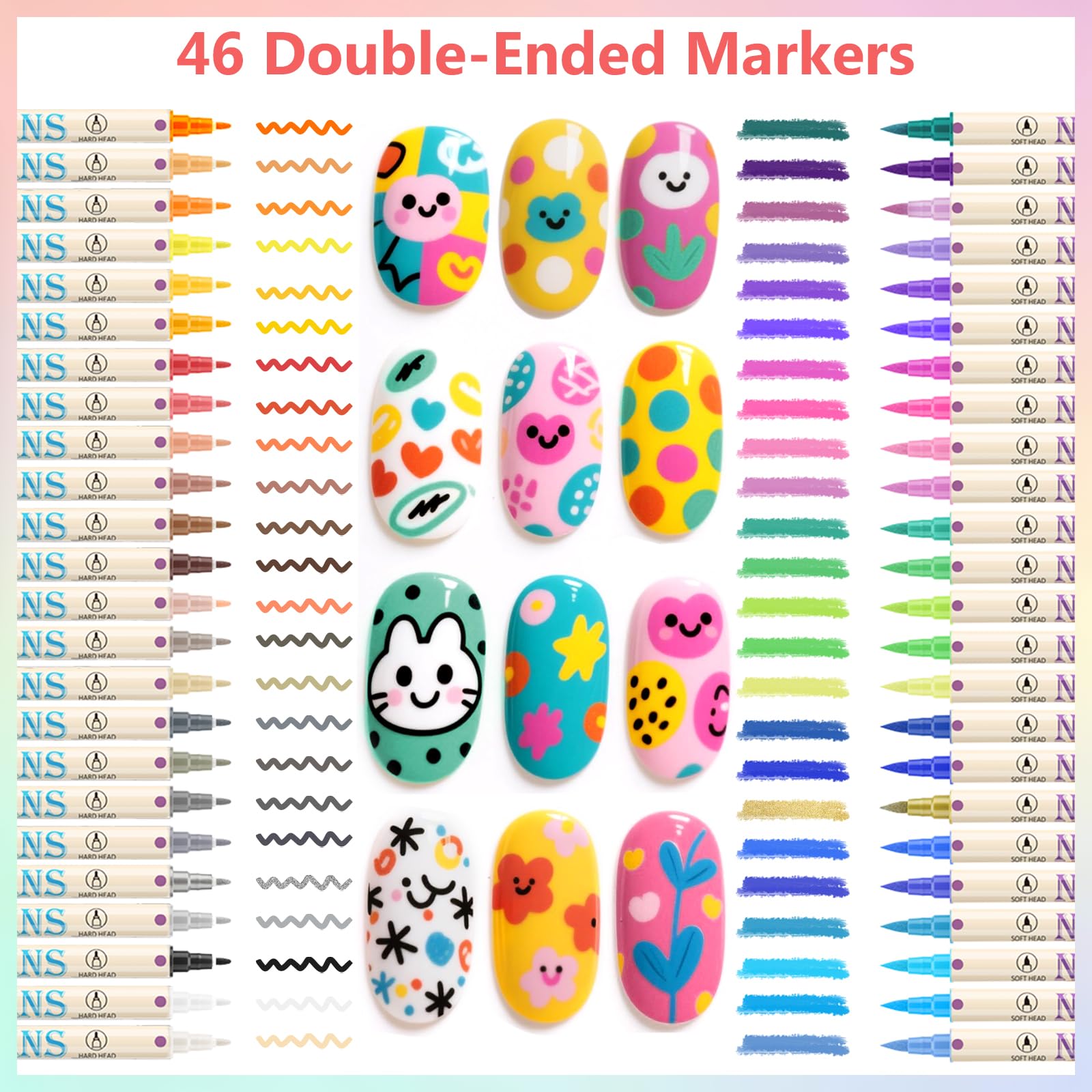 Ponhey 48 Colors Nail Art Pens Set – Quick-Drying Acrylic Markers for Nail Design