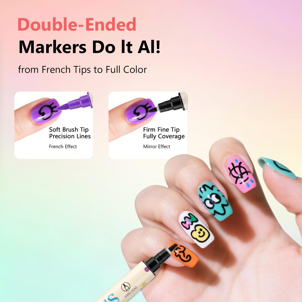 Ponhey 36 Colors Nail Art Pens Set – 0.7mm Quick-Drying Acrylic Markers for Nail Design, Dots & Lines, Home & Salon DIY