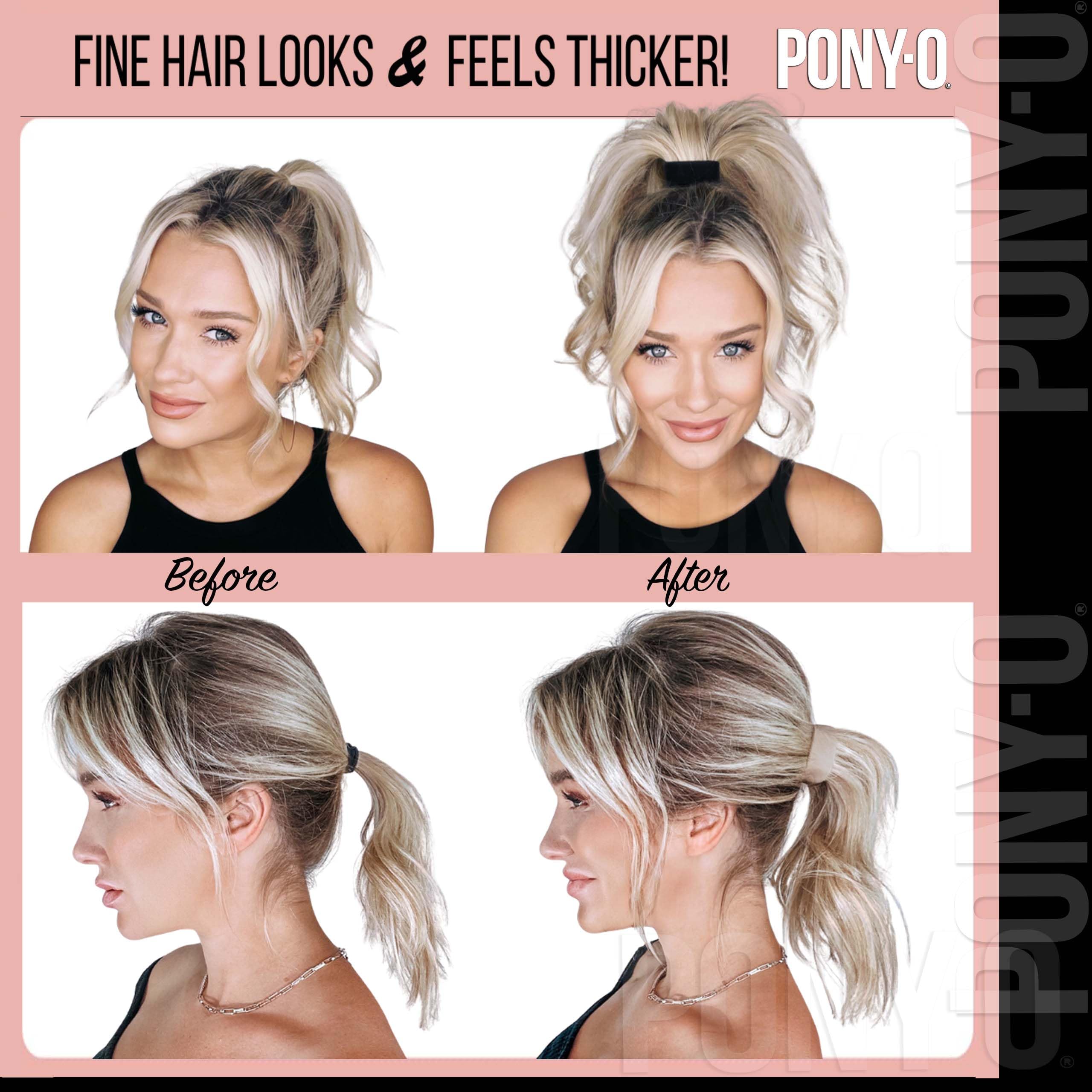 PONY-O Bendable Hair Ties – 2 Small, Volumizing & Gentle (Brown & White)
