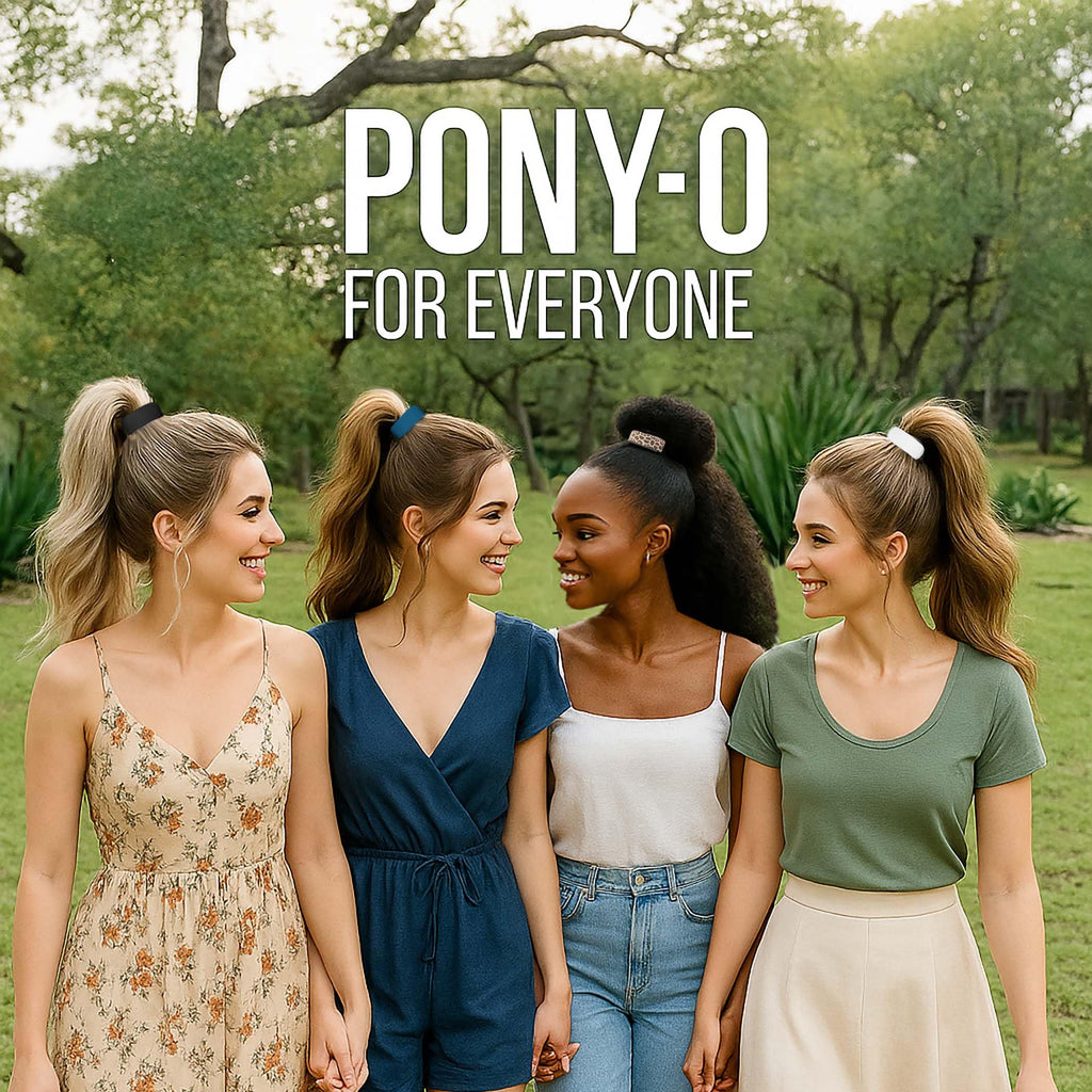 PONY-O Bendable Hair Ties – 2 Small, Volumizing & Gentle (Brown & White)