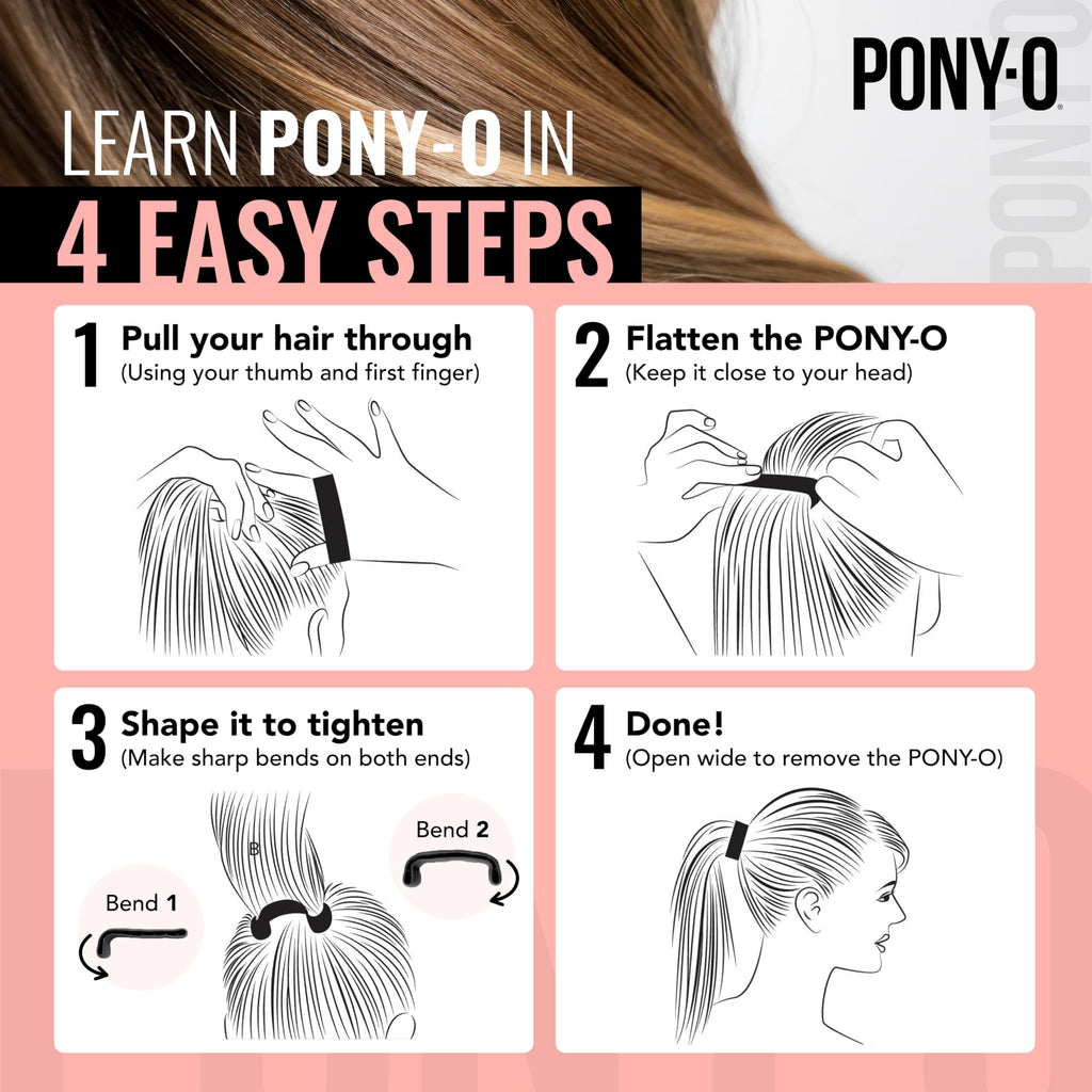 PONY-O 2 Large Bendable Hair Ties – Secure, Gentle Hold for Thick Hair (Copper Core)