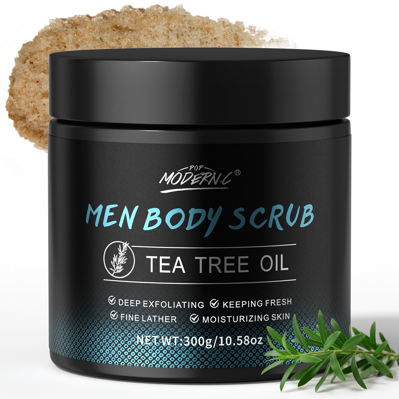 POP MODERN.C Men Body Scrub with Tea Tree Oil – Exfoliating Wash & Scrub (2% BHA, 10% AHA)