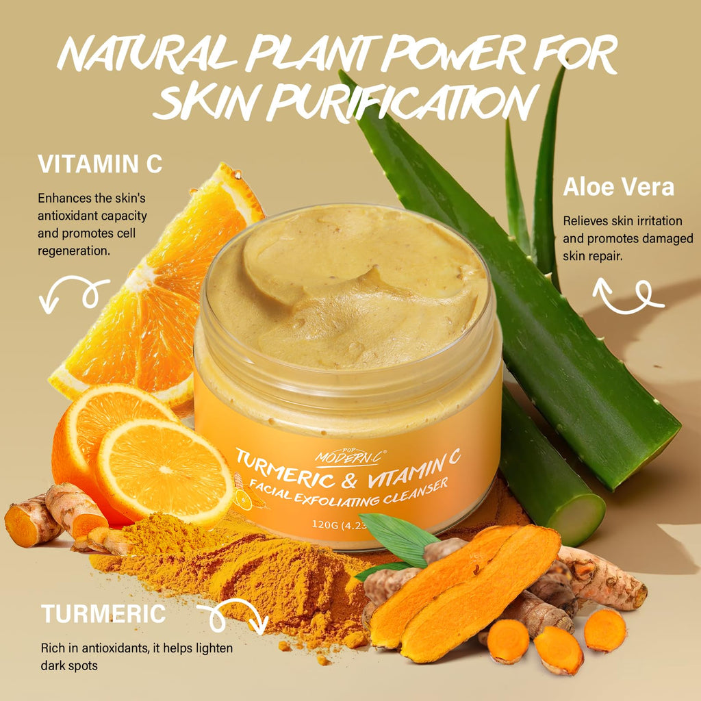 POP MODERN.C Turmeric Exfoliating Face Wash – 3-in-1 Vitamin C Cleanser